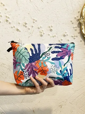 1pc Colorful Leaves Cosmetic Bag Makeup Bag Cosmetic Organizer Toiletries Bag