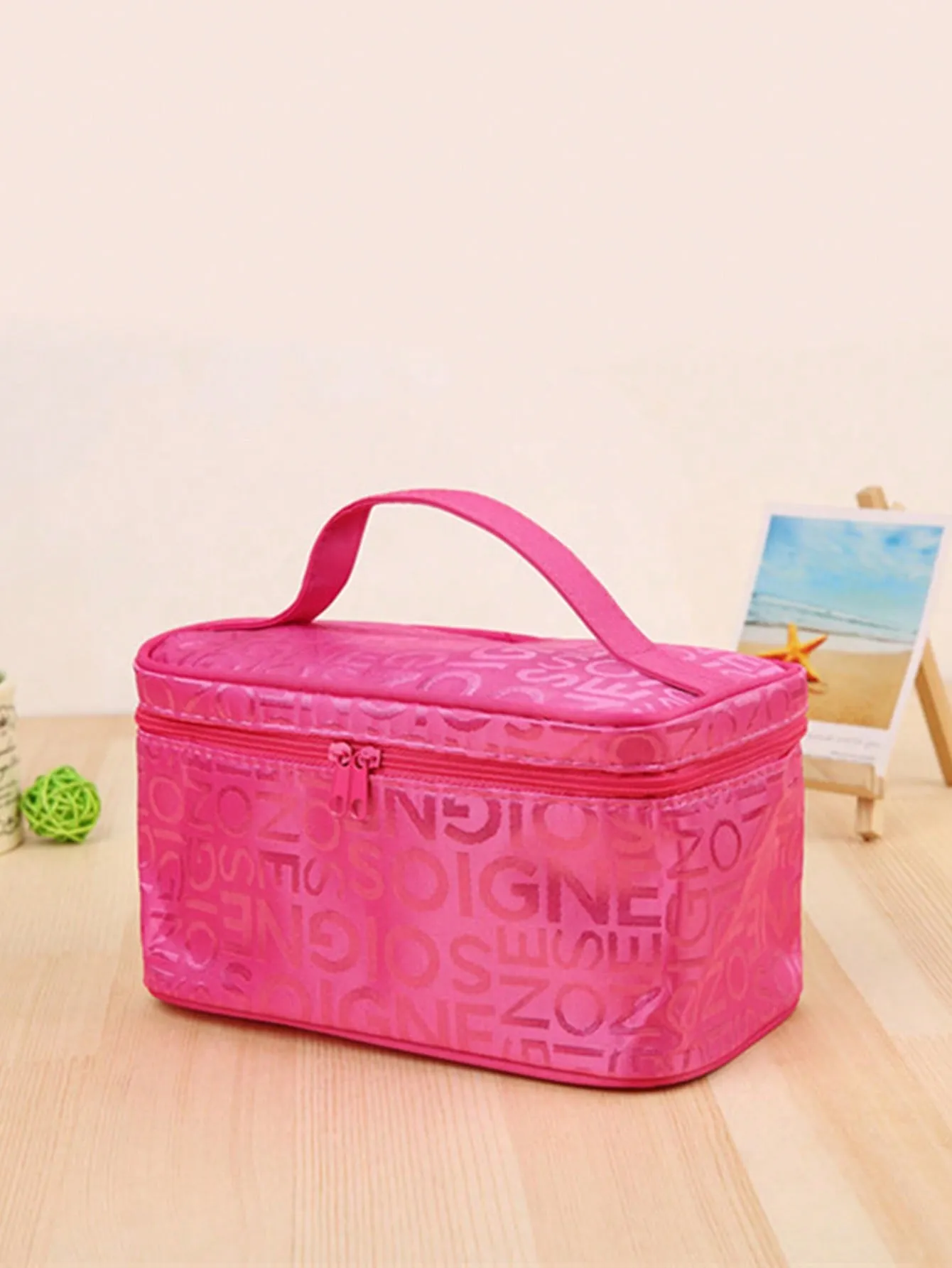 1pc Hot Pink Portable Travel Makeup Bag Cosmetic Organizer Toiletries Bag Makeup