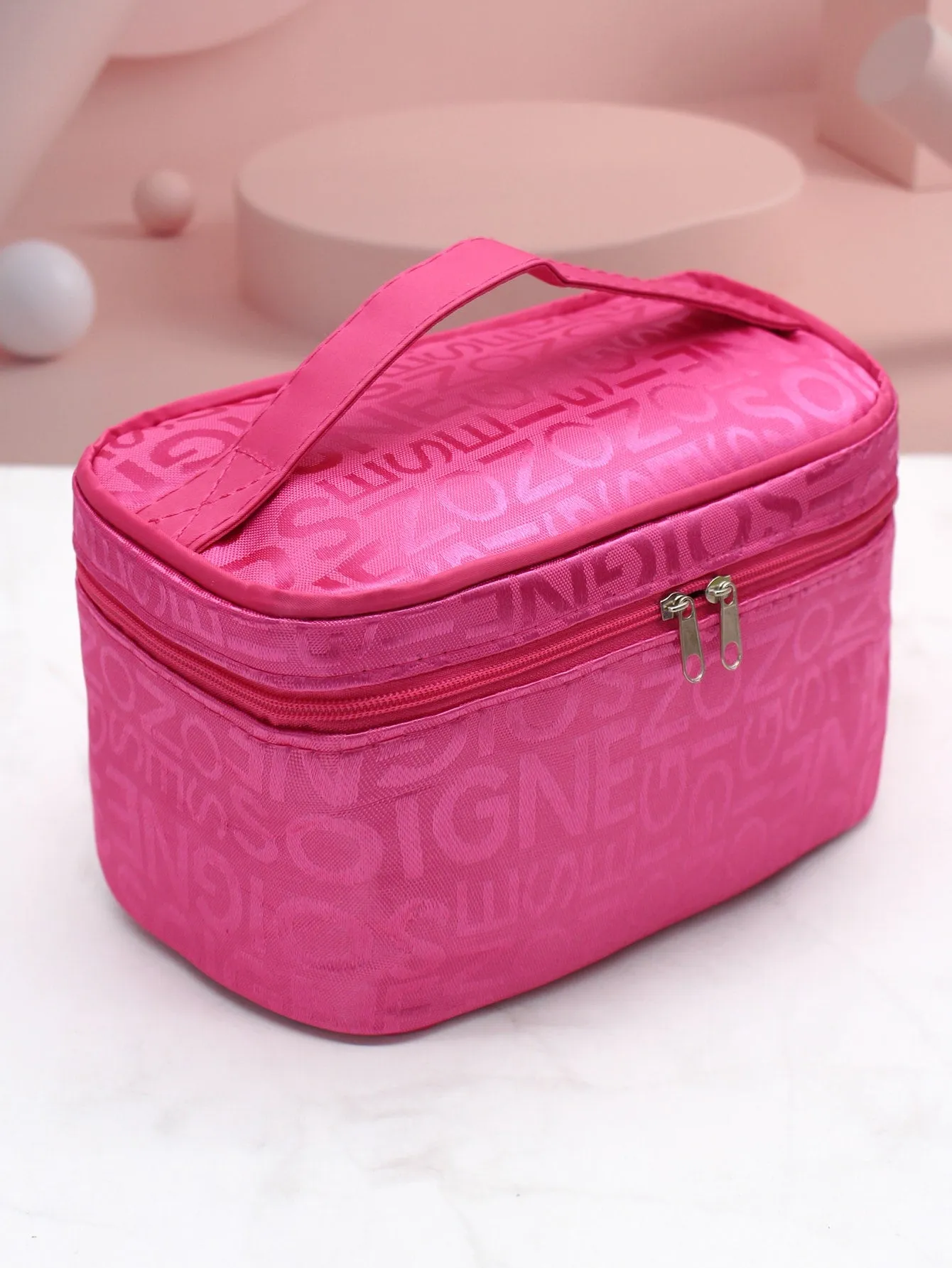 1pc Hot Pink Portable Travel Makeup Bag Cosmetic Organizer Toiletries Bag Makeup