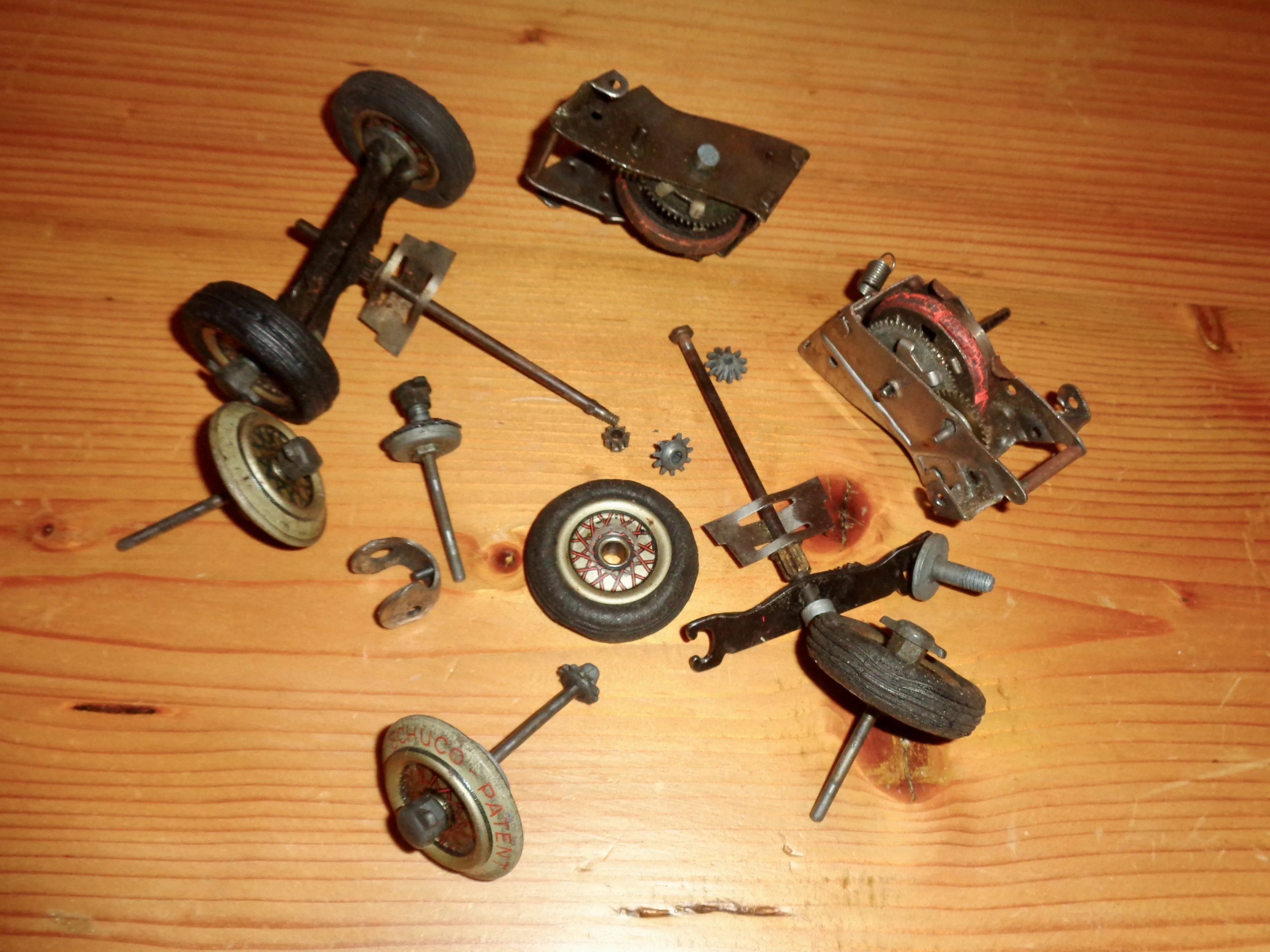 A Bag of Vintage Clockwork Schuco Studio 1050 1936 Mercedes Toy Car Parts