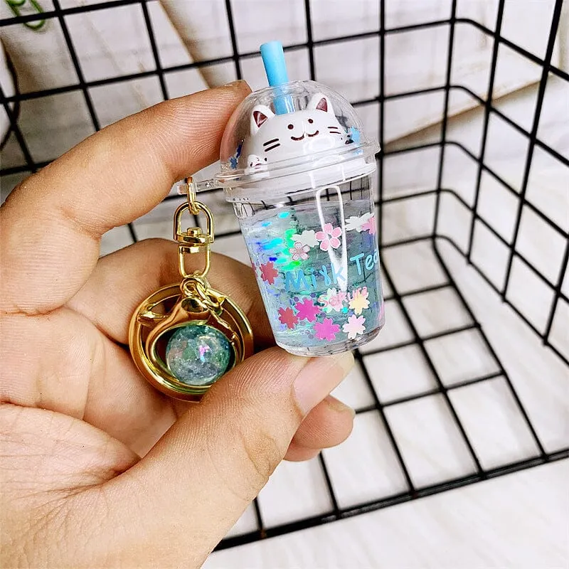 Adorable Kitty Milk Tea Keychain