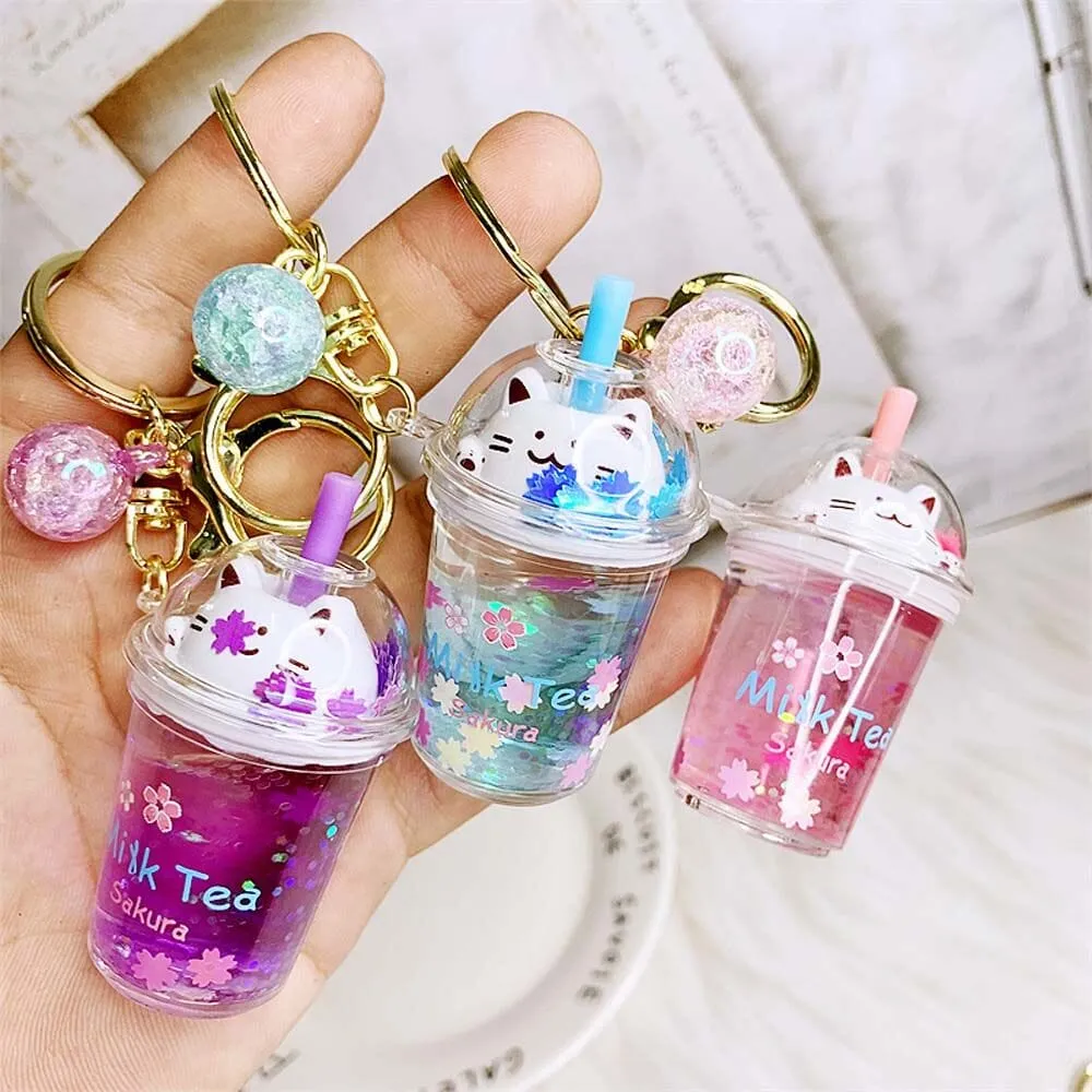 Adorable Kitty Milk Tea Keychain