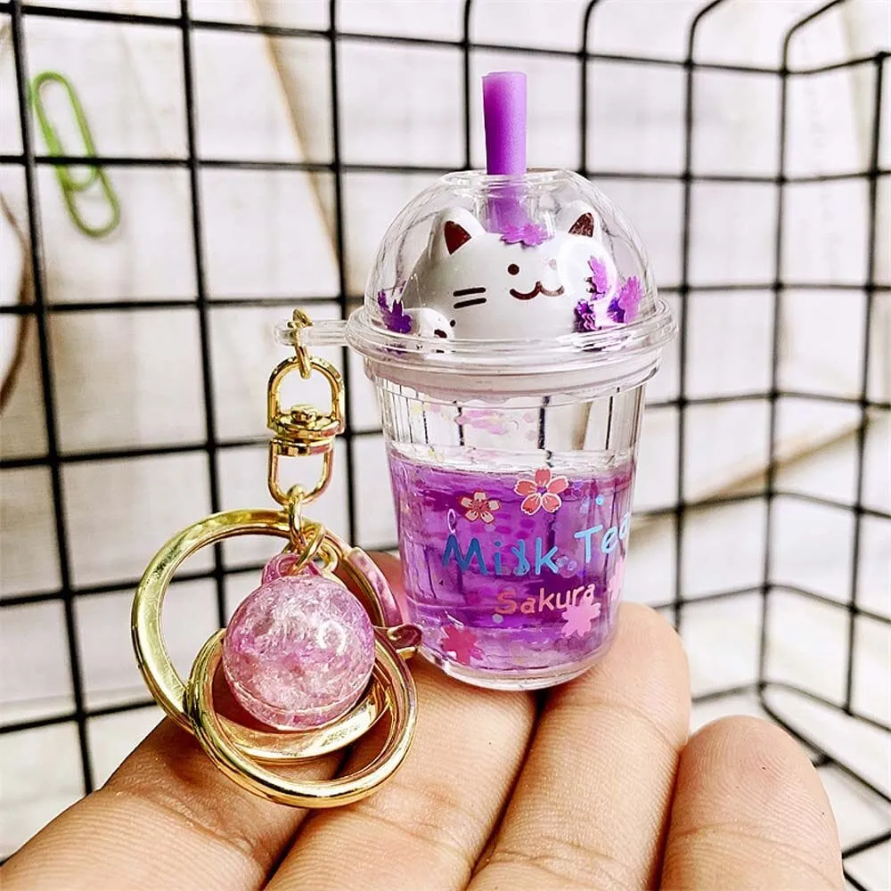 Adorable Kitty Milk Tea Keychain