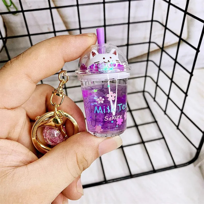 Adorable Kitty Milk Tea Keychain