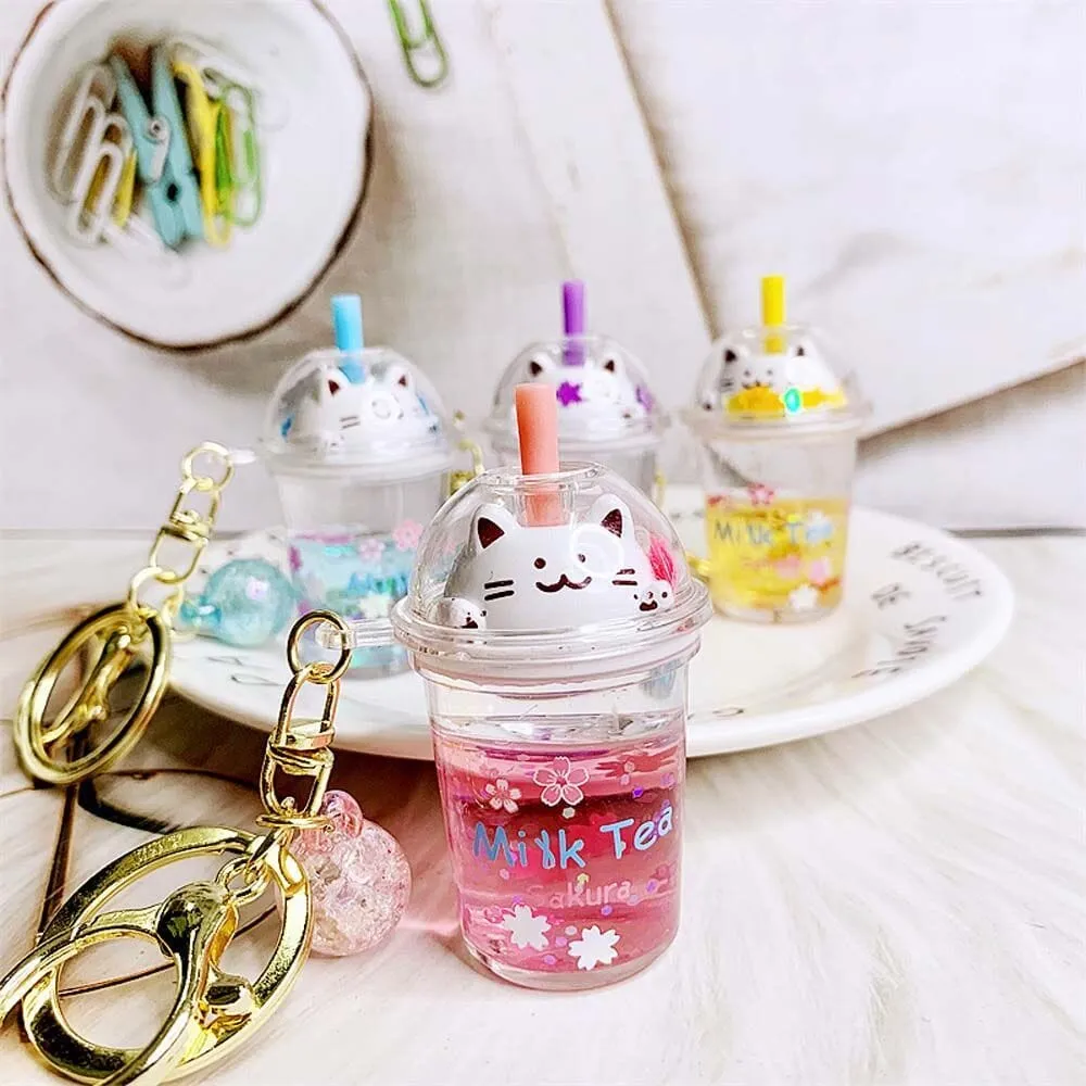 Adorable Kitty Milk Tea Keychain