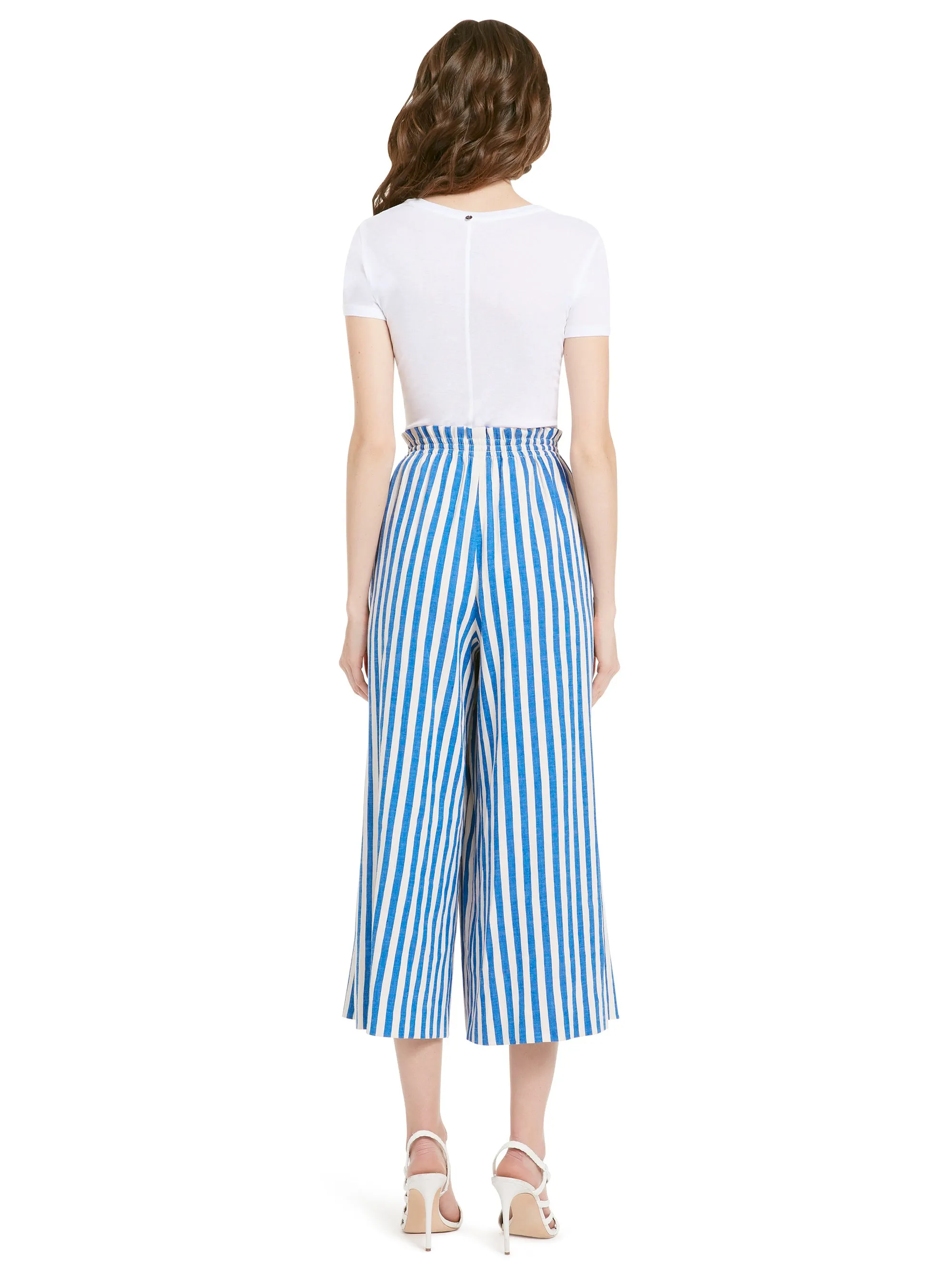 Alice   Olivia - Loni Smocked Gaucho Pant Imperial Blue/Cream Stripe