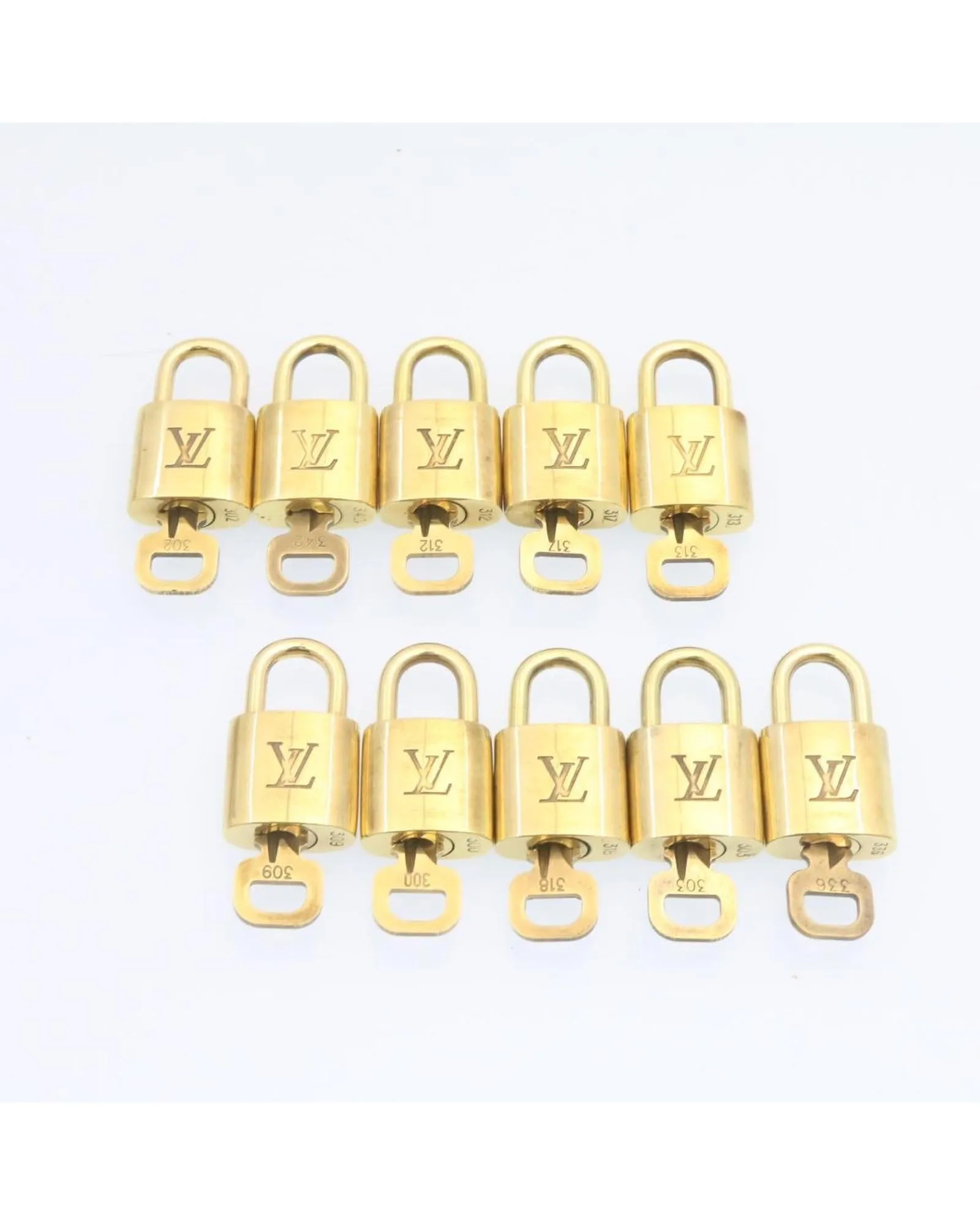 Authentic LOUIS VUITTON Gold Tone Padlock - Set of 10