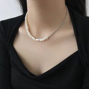 Baroque Pearl Silver Beaded Necklace