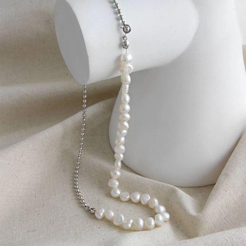 Baroque Pearl Silver Beaded Necklace