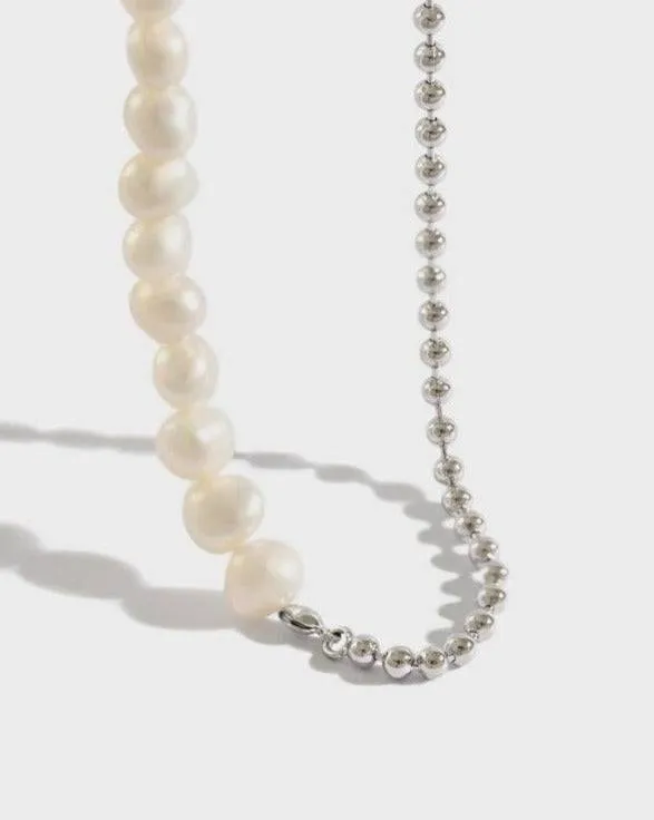 Baroque Pearl Silver Beaded Necklace