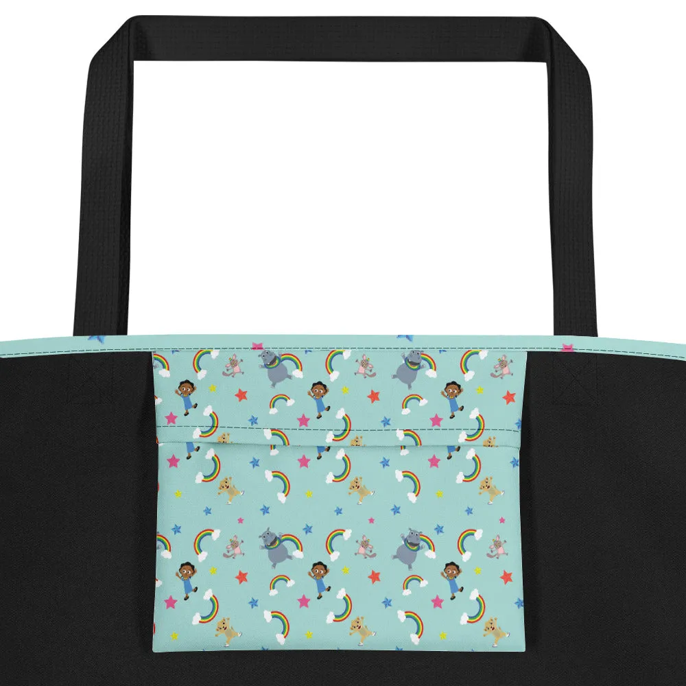 Beach Bag: Akili and Friends Print (Turquiose)