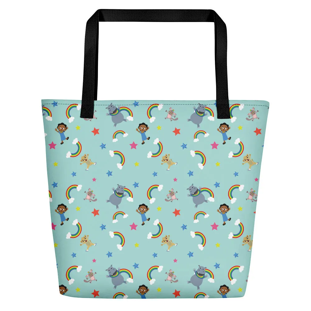 Beach Bag: Akili and Friends Print (Turquiose)