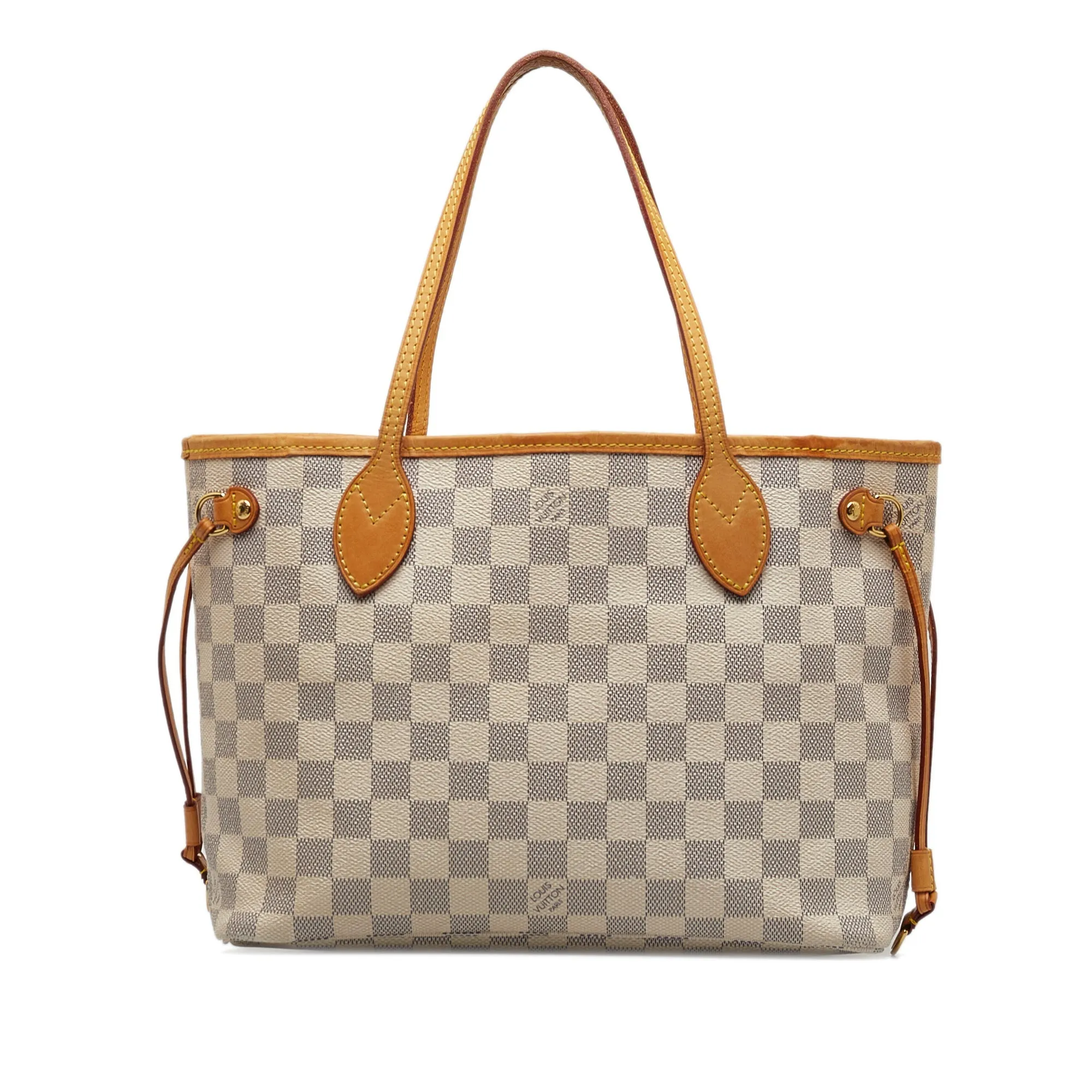 Beige Louis Vuitton Damier Azur Neverfull PM Tote Bag