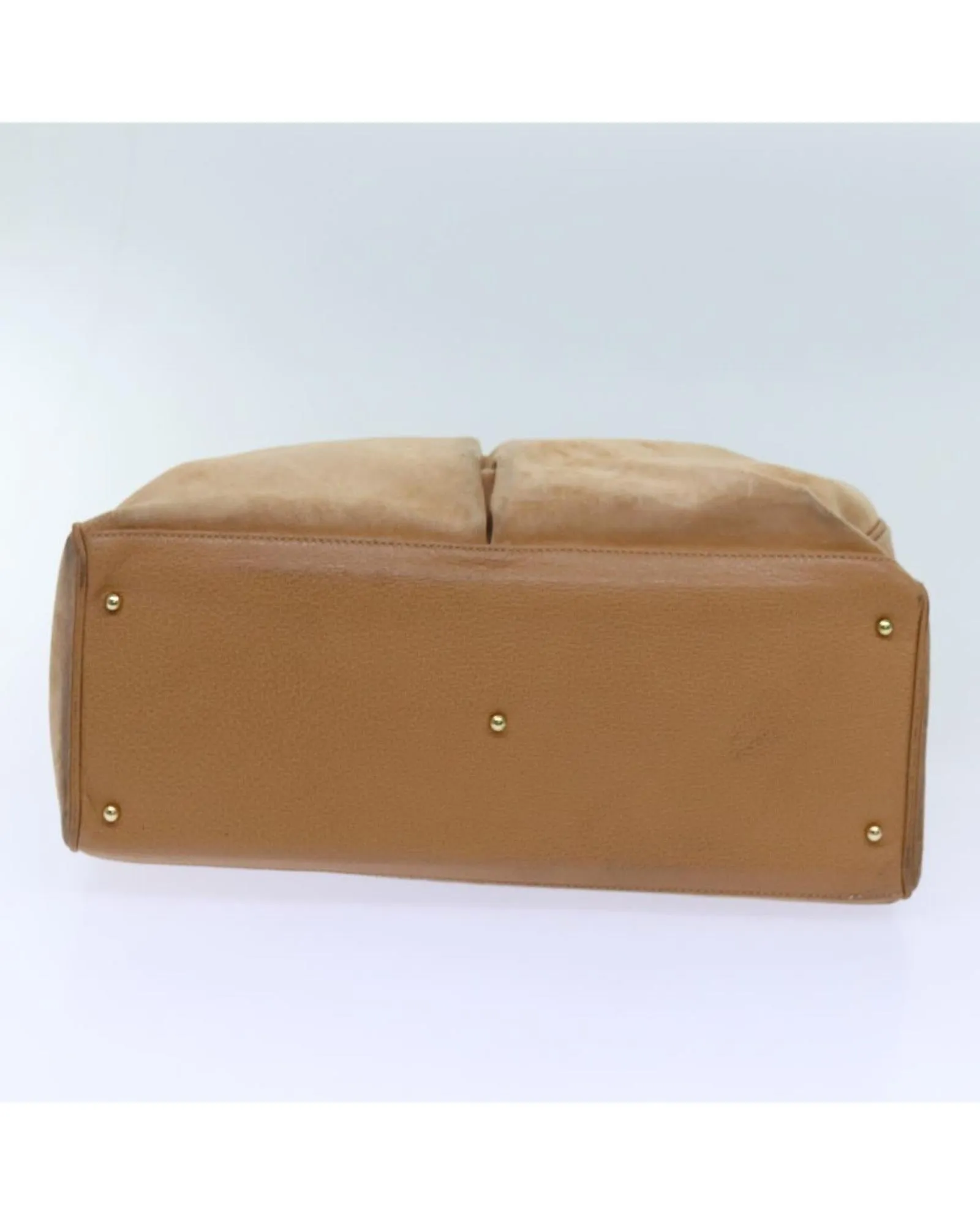 Beige Suede 2-Way Hand Bag with Shoulder Strap