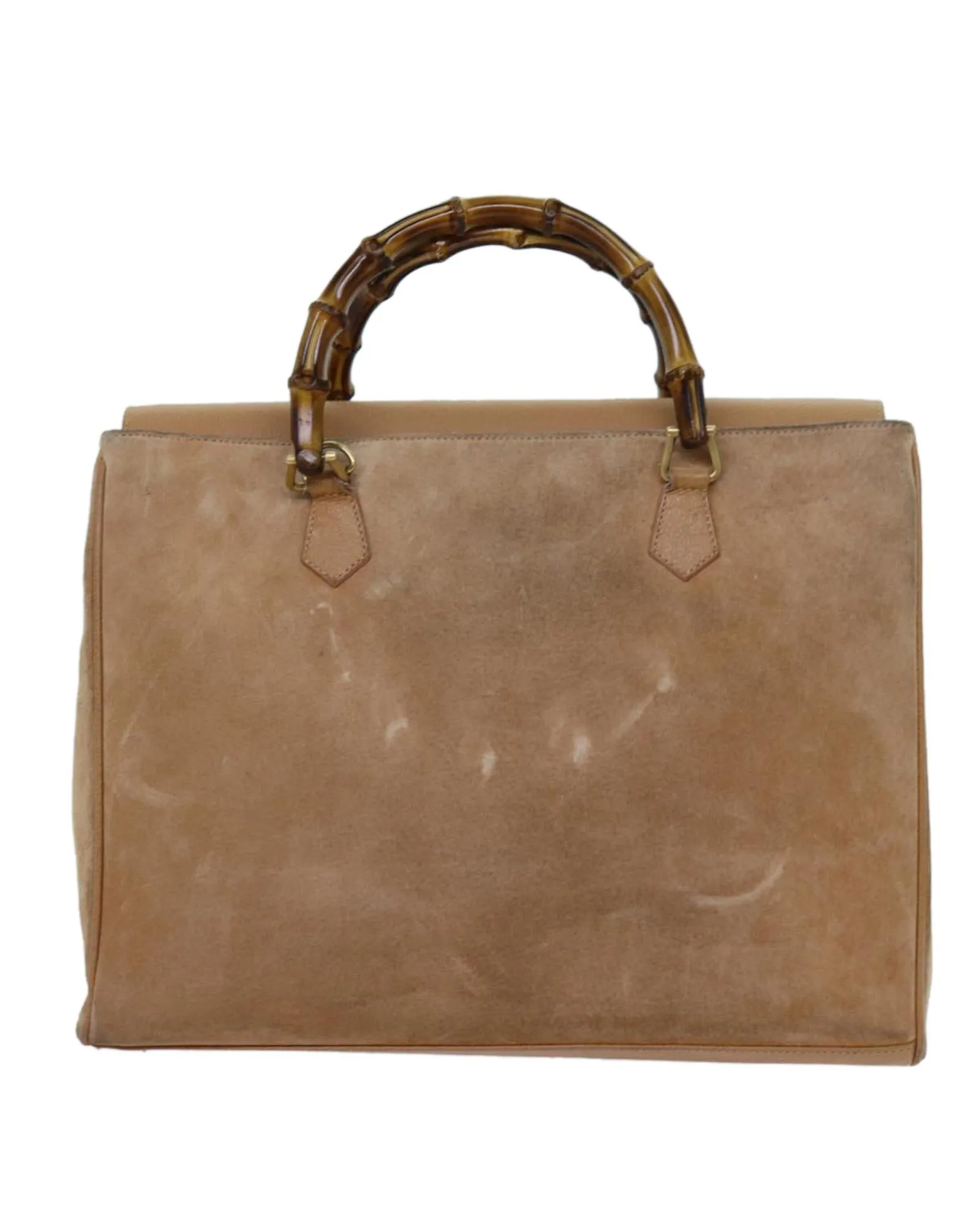 Beige Suede 2-Way Hand Bag with Shoulder Strap