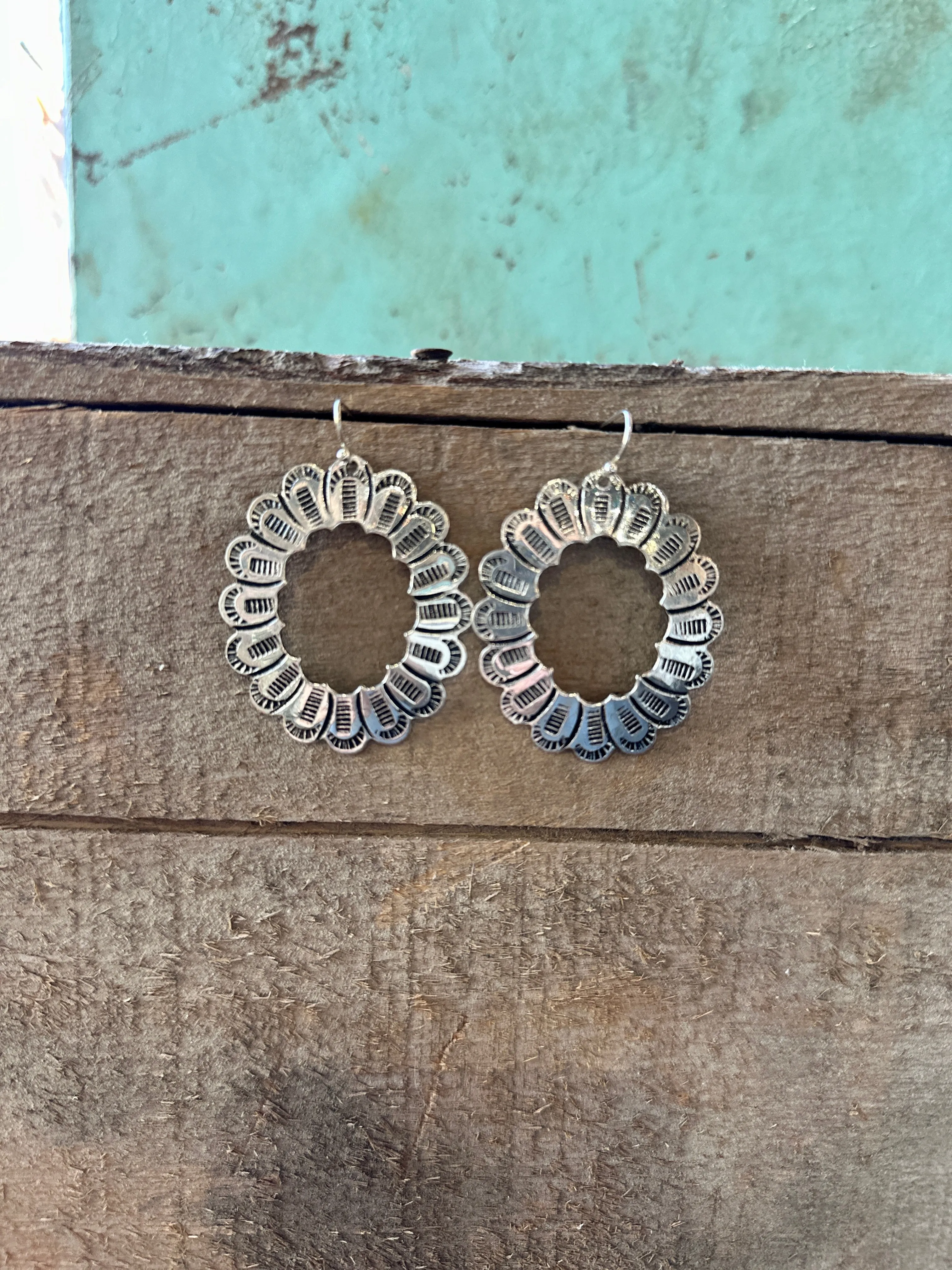 Believer Silver Concho Earrings