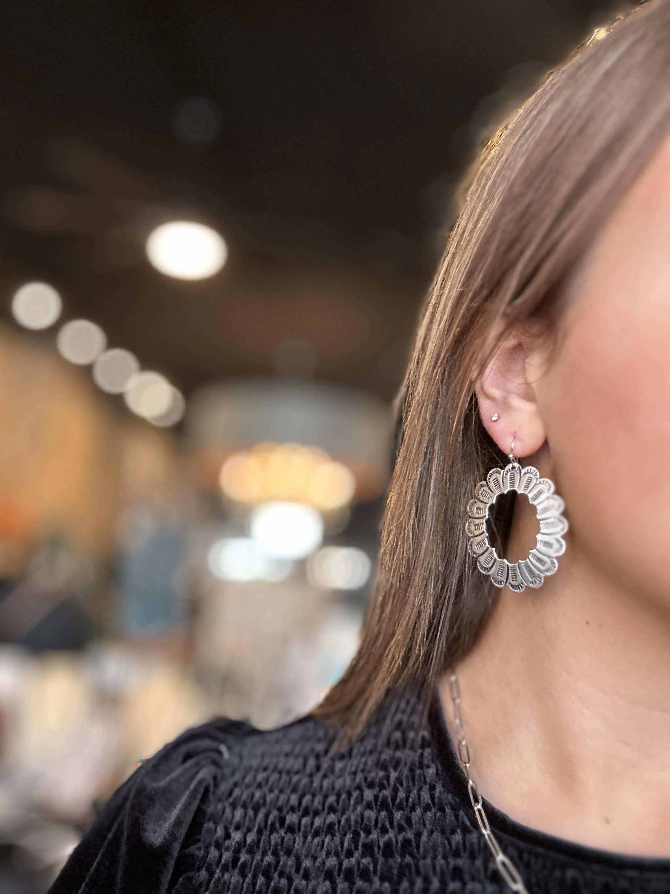 Believer Silver Concho Earrings