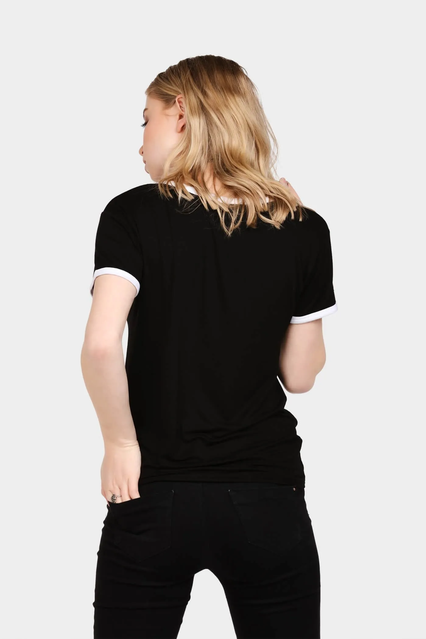 Black Contrast Crew Neck T-Shirt