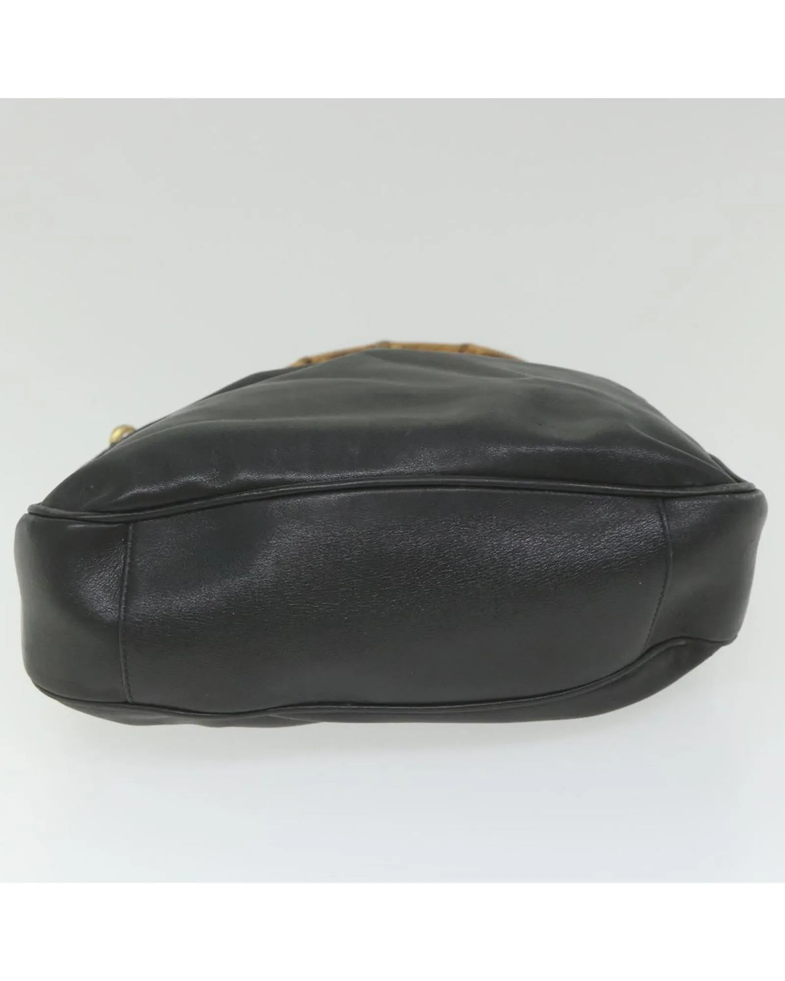 Black Leather Bamboo Shoulder Bag by Italian Designer