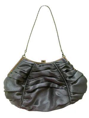 Black silk ruching handbag