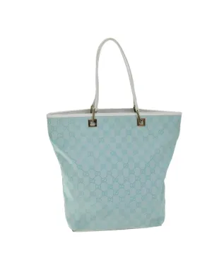 Blue Canvas Tote Bag with GG Design - Italian Made Luxury Handbag