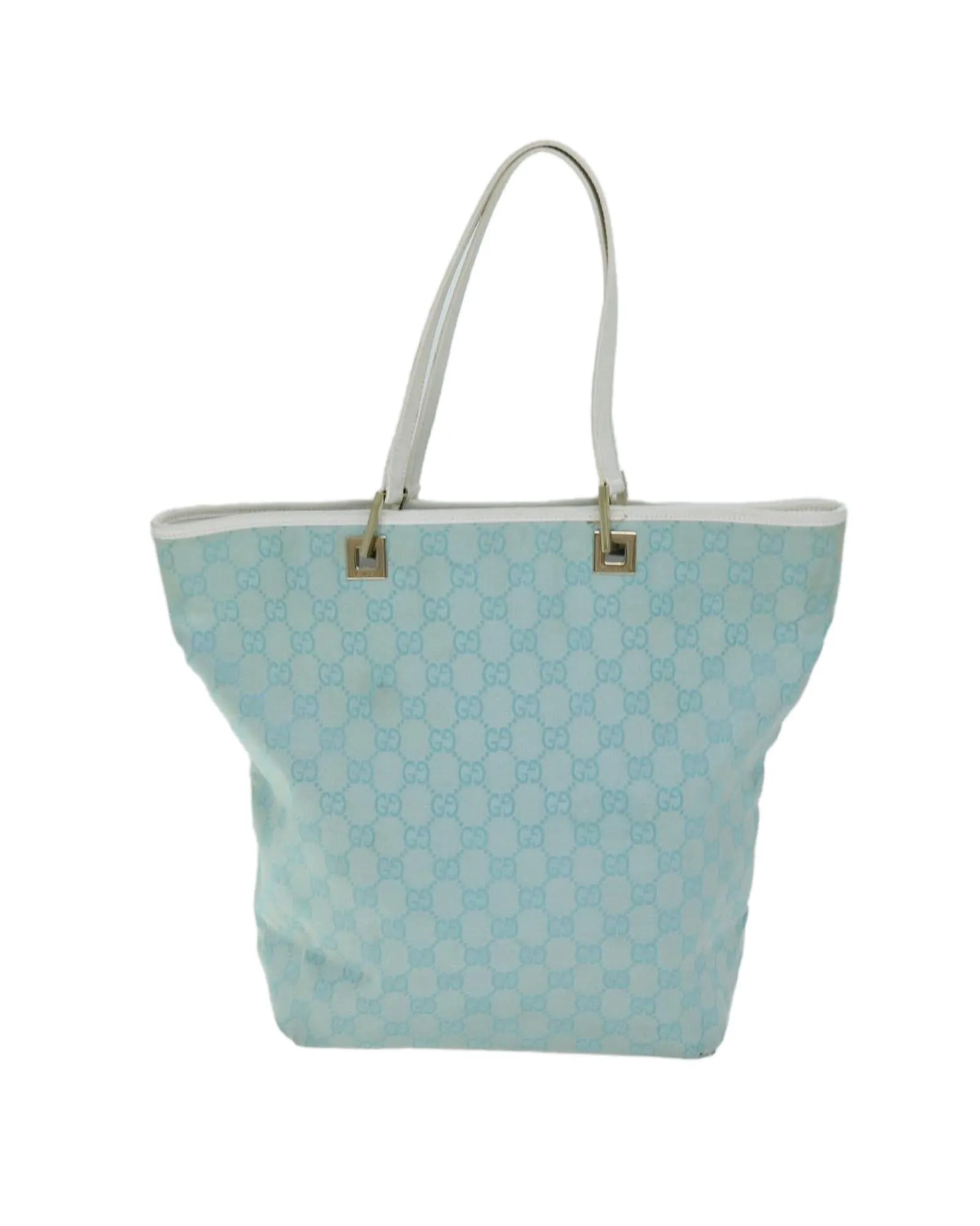 Blue Canvas Tote Bag with GG Design - Italian Made Luxury Handbag