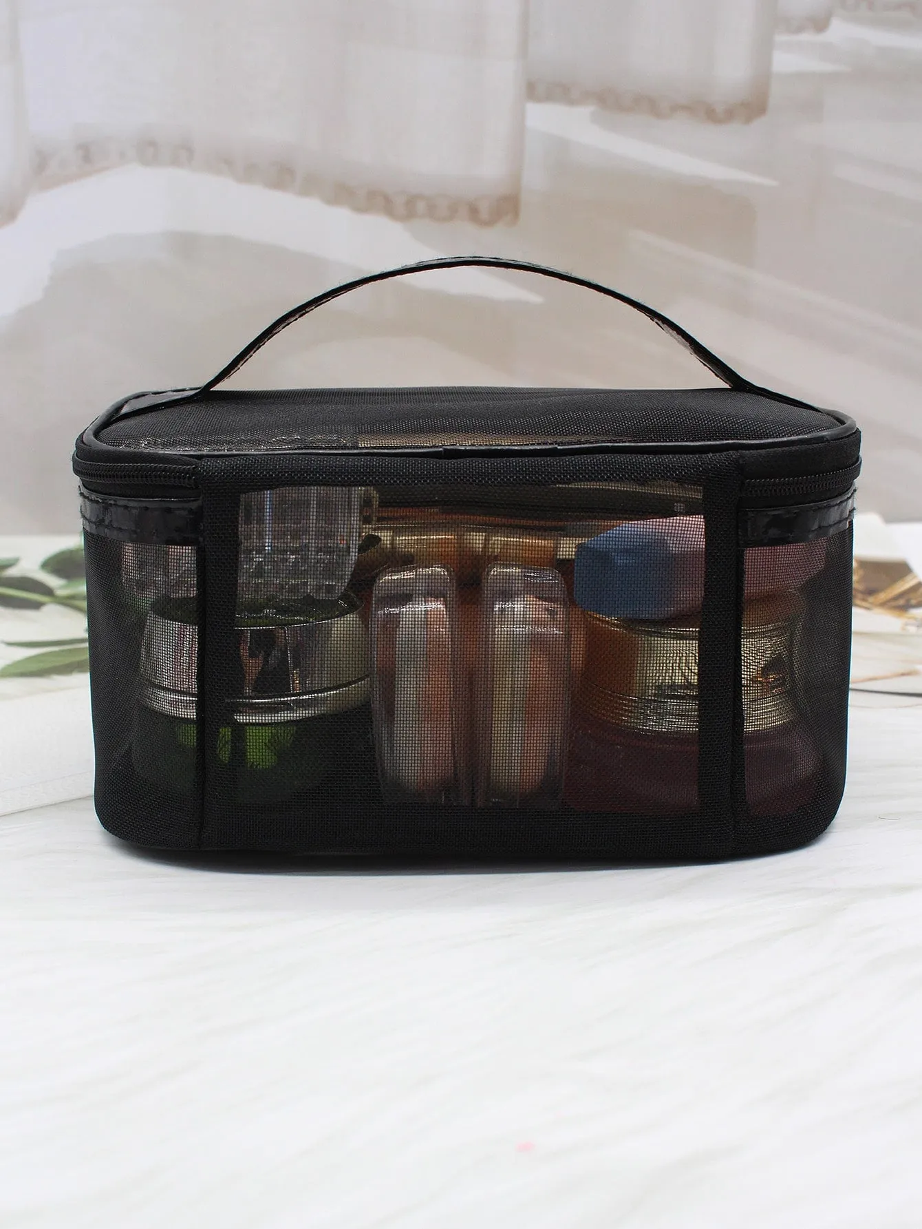 Bridesmaid Makeup Bag Mesh Makeup Bag Cosmetic Organizer Toiletries Bag Makeup