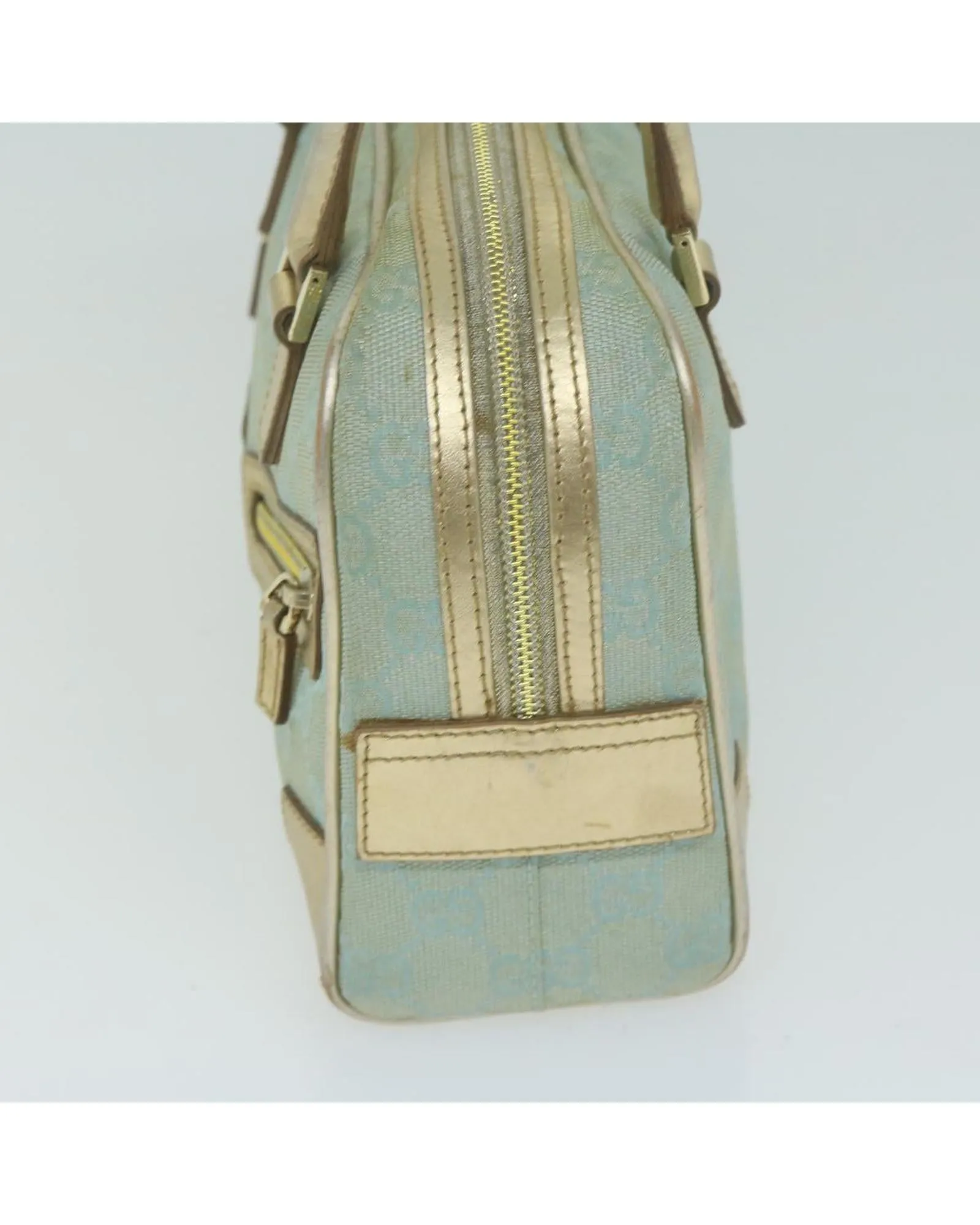 Canvas Hand Bag with Gold Tone Accents