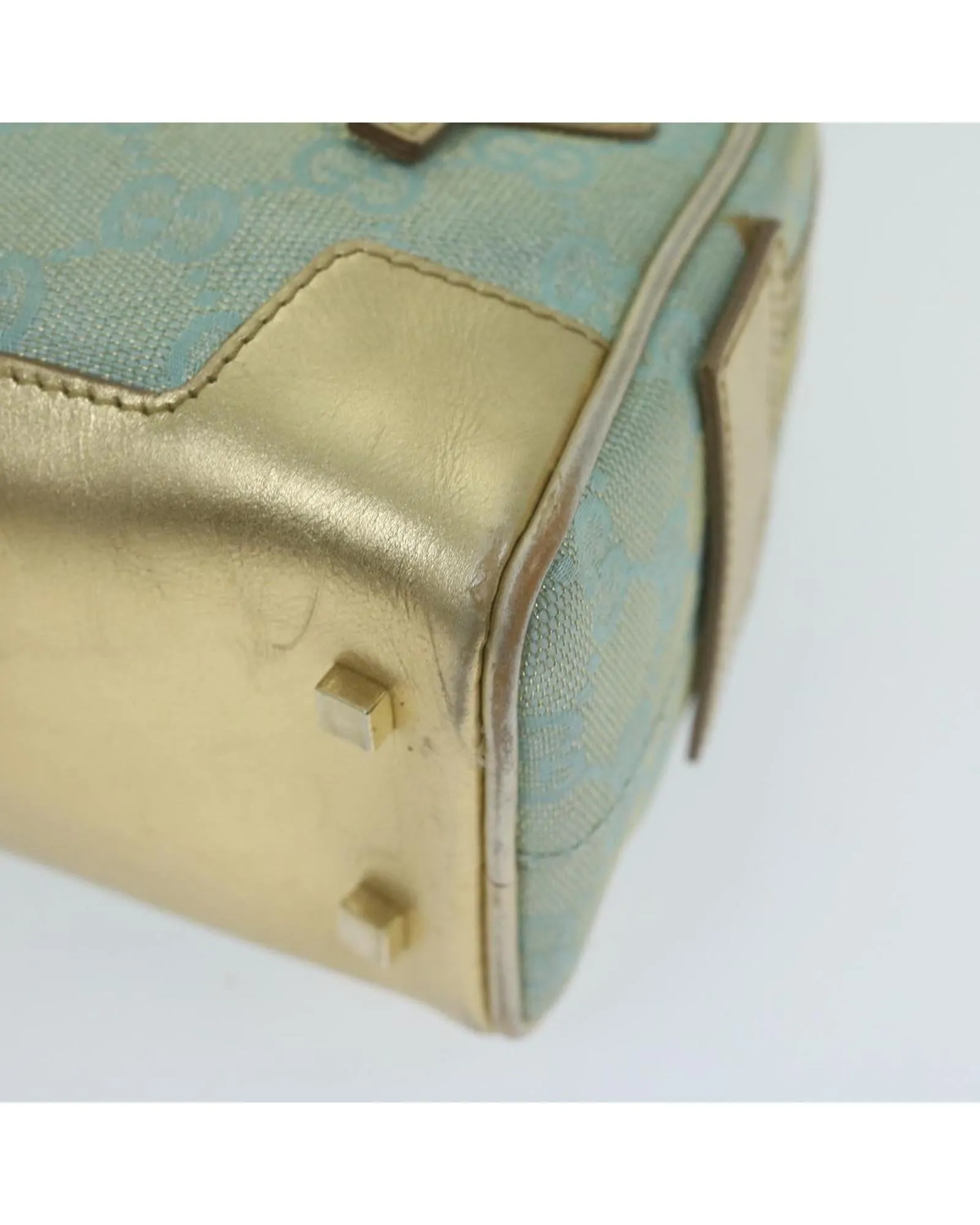 Canvas Hand Bag with Gold Tone Accents