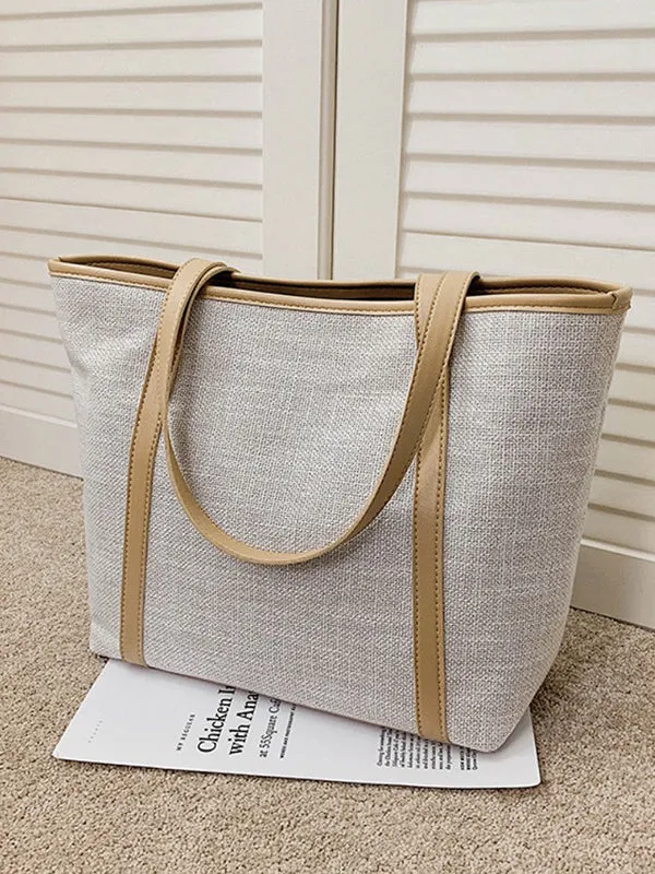 Casual Simple Solid Color Canvas Tote Bag