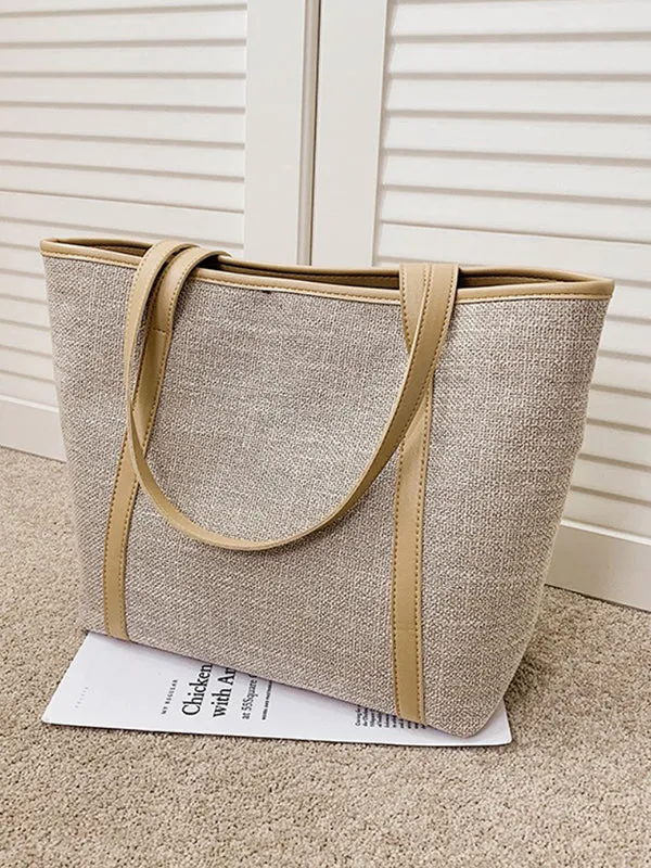 Casual Simple Solid Color Canvas Tote Bag