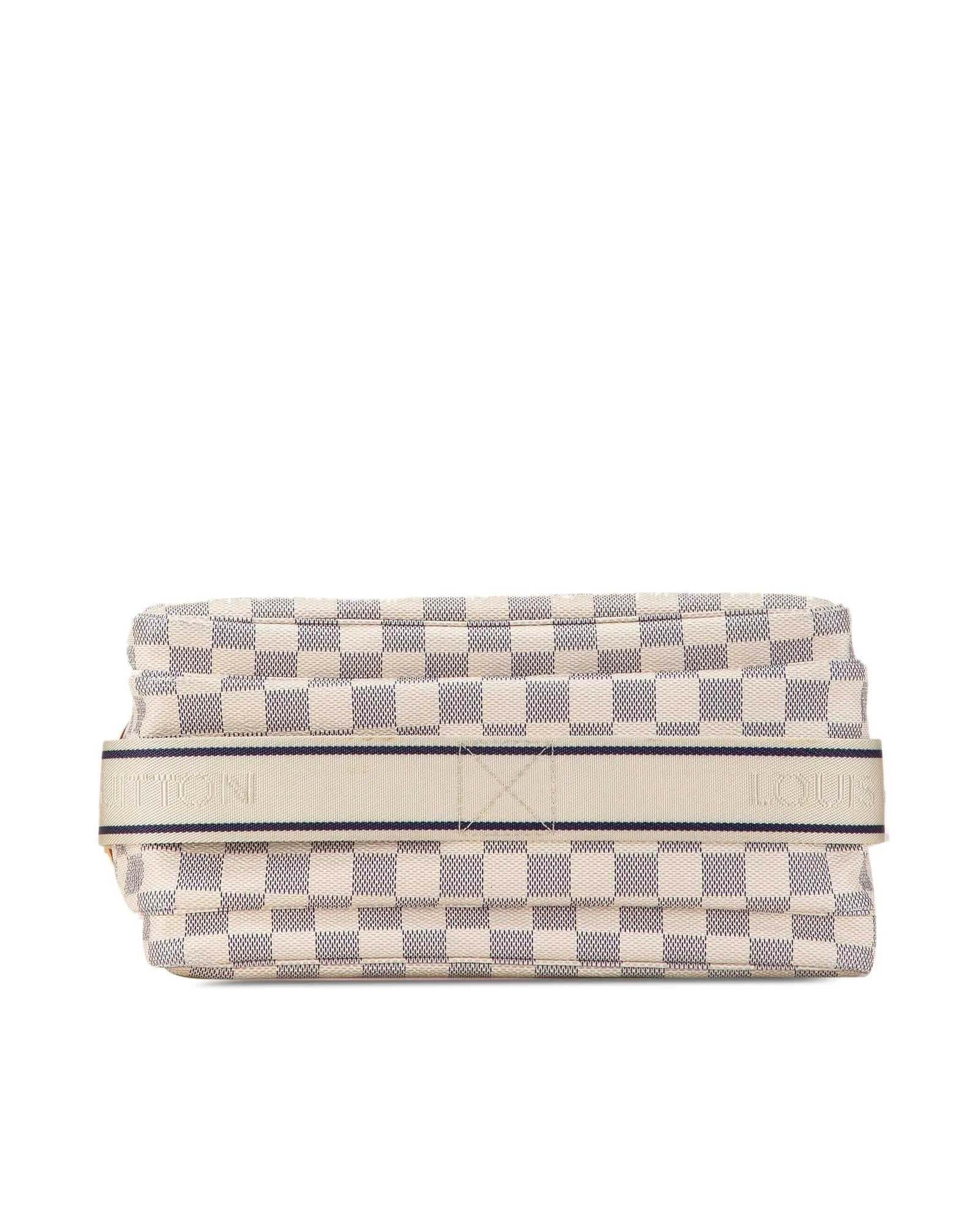 Damier Azur Canvas Naviglio Bag with Adjustable Strap and Fold-Over Top