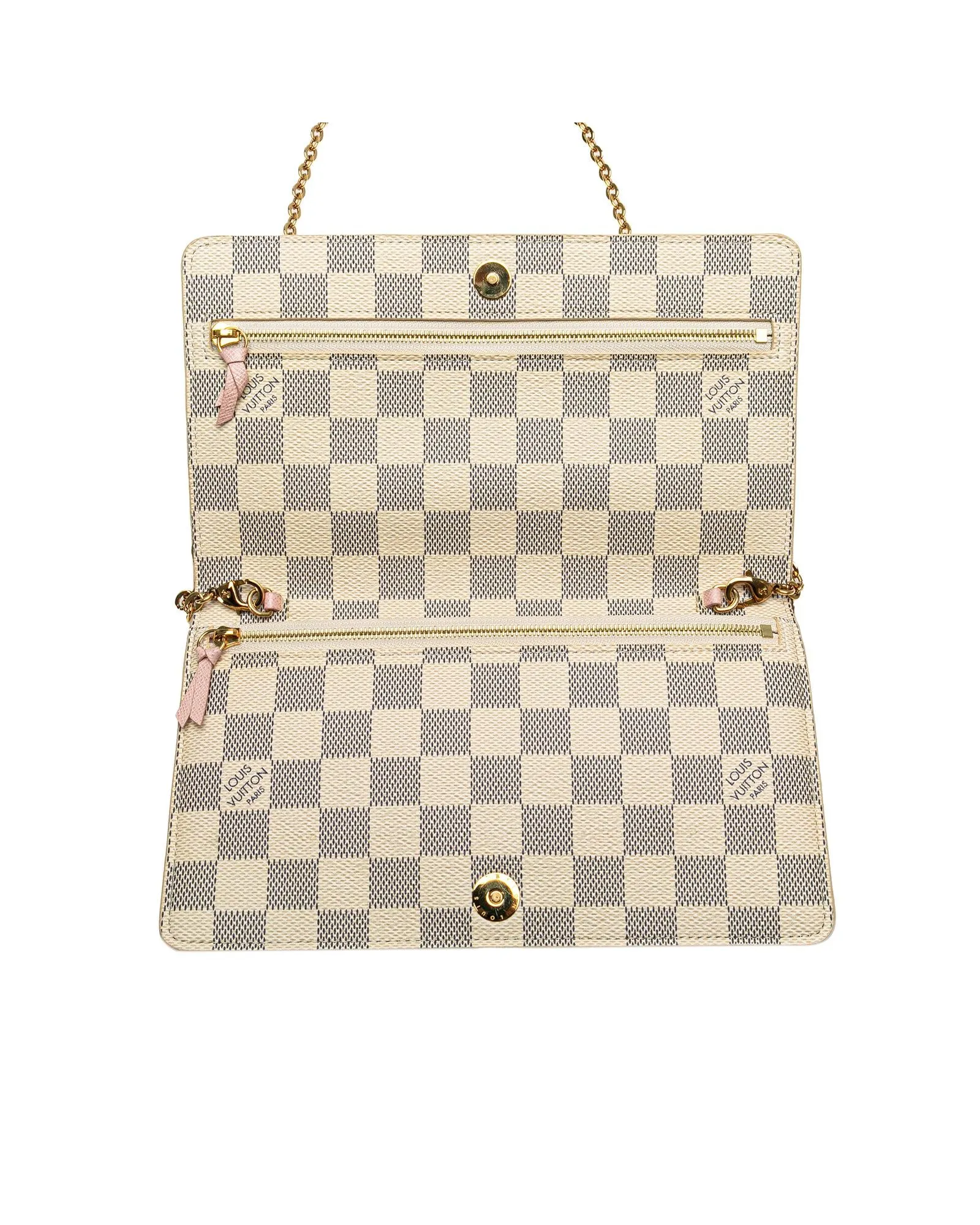 Damier Canvas Trunk Pochette with Chain Strap and Zip Pockets