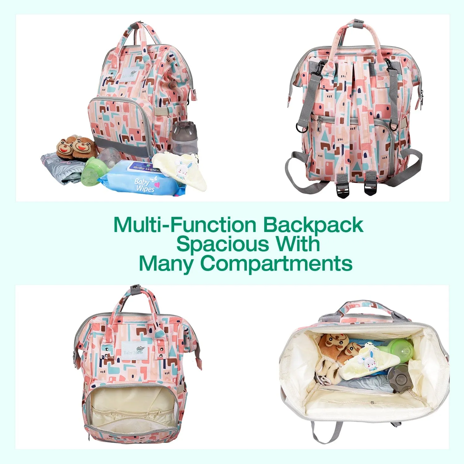 Diaper Bag 
Maternity Backpack Abstract Peach