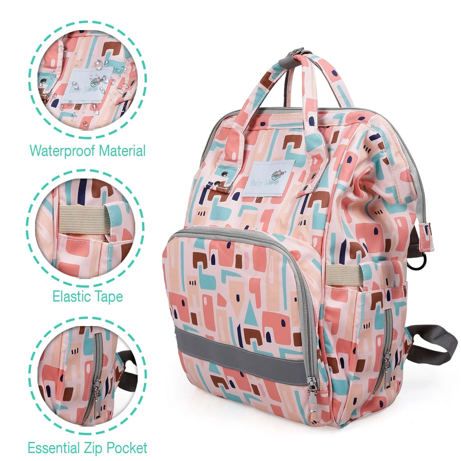 Diaper Bag 
Maternity Backpack Abstract Peach