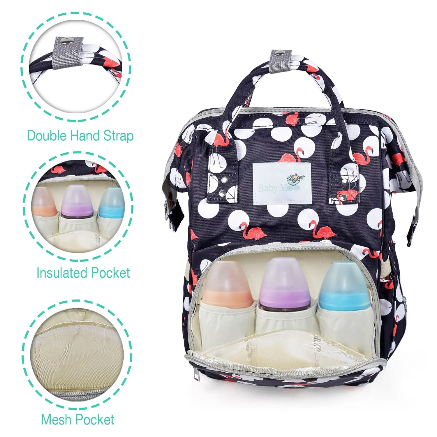 Diaper Bag 
Maternity Backpack Flamingo Black