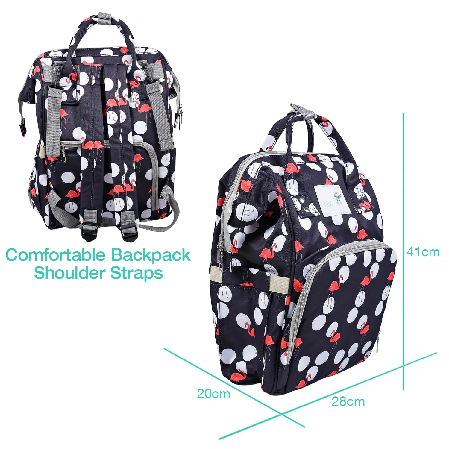 Diaper Bag 
Maternity Backpack Flamingo Black