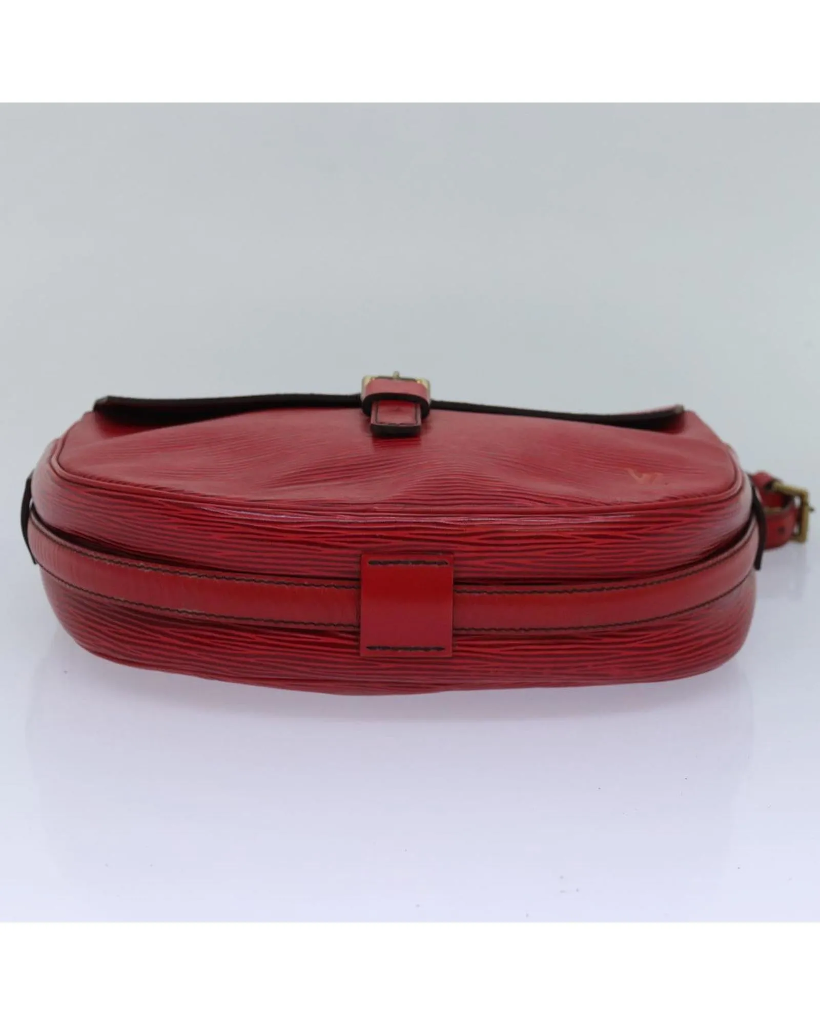 Epi Leather Shoulder Bag with Red Hue and Magnetic Closure