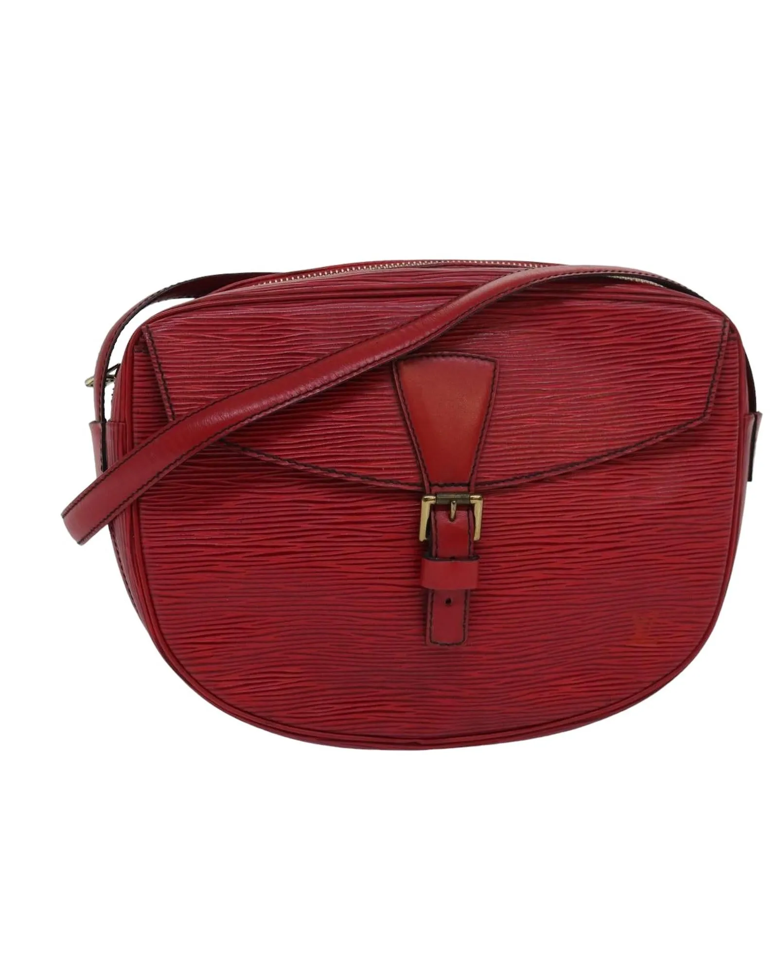 Epi Leather Shoulder Bag with Red Hue and Magnetic Closure