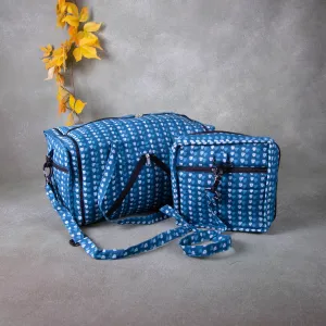 Expandable Travel Bag Blue Colour Dot Design