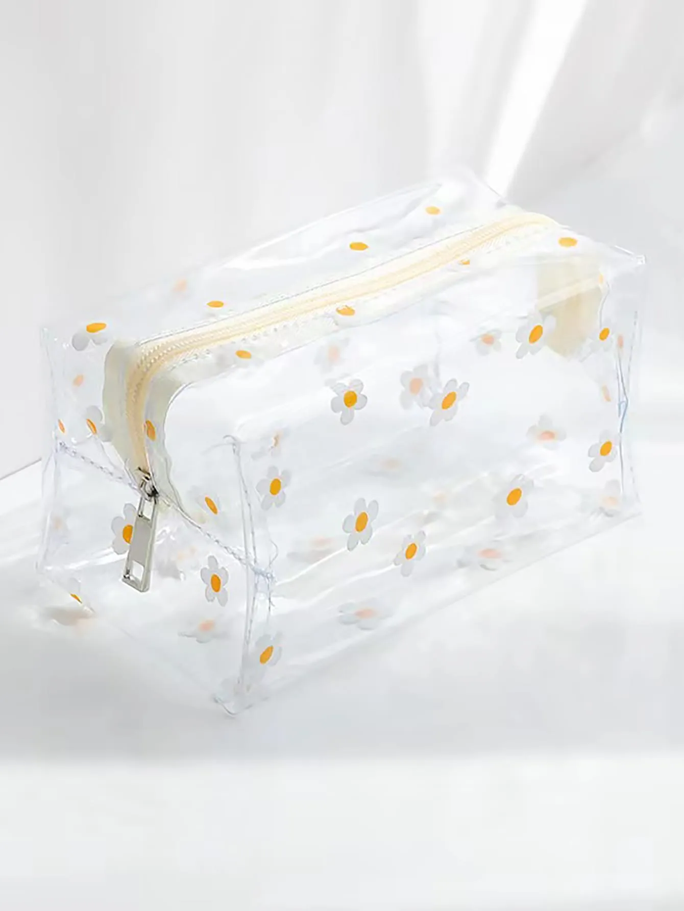 Floral Pattern Clear Makeup Bag Cosmetic Organizer Toiletries Bag Makeup