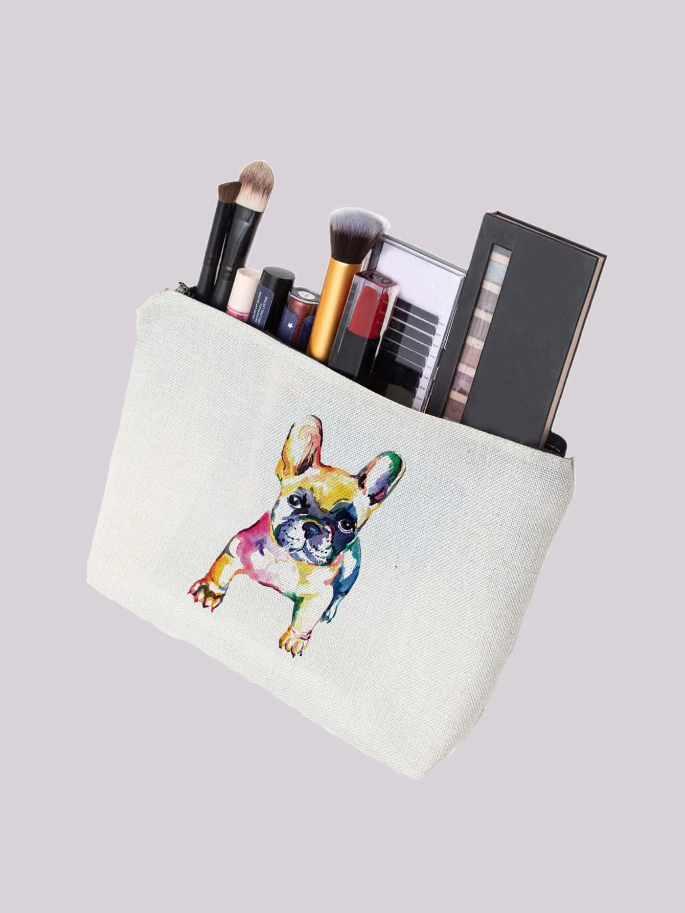 French Dog Pattern Makeup Bag Makeup Bag Cosmetic Organizer Toiletries Bag