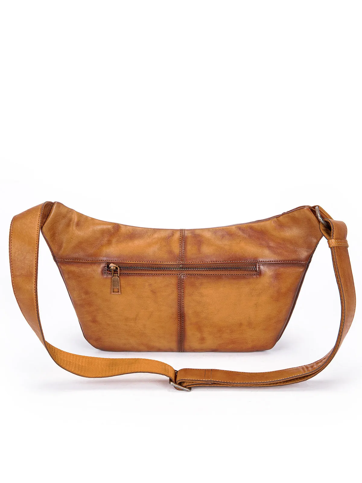 GENUINE LEATHER SINGLE SHOULDER CROSSBODY BAG, MEN'S TOP LAYER COWHIDE CHEST BAG, SIMPLE AND CASUAL MOTORCYCLE BAG, TRENDY