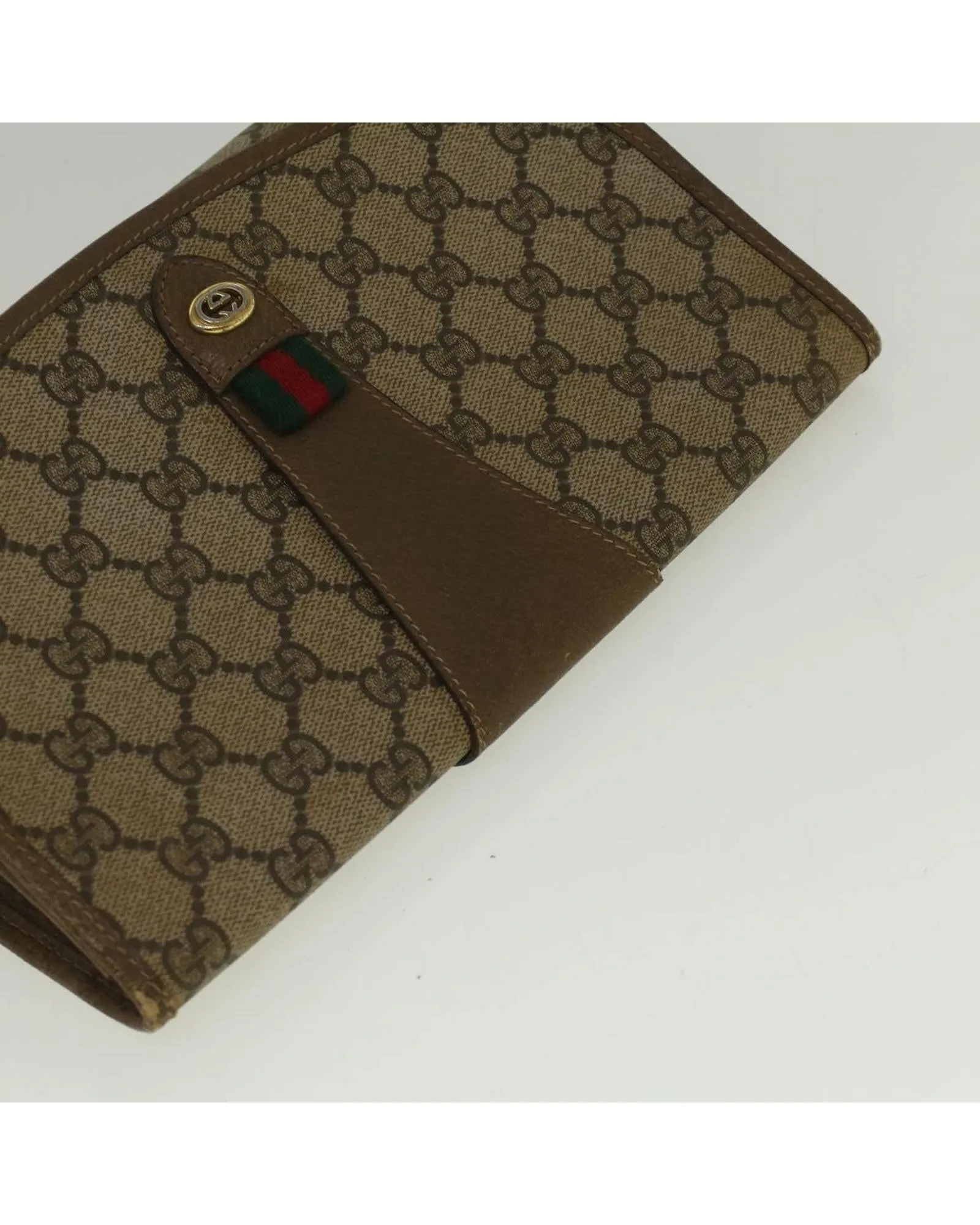 GG Canvas Green Beige Clutch Bag