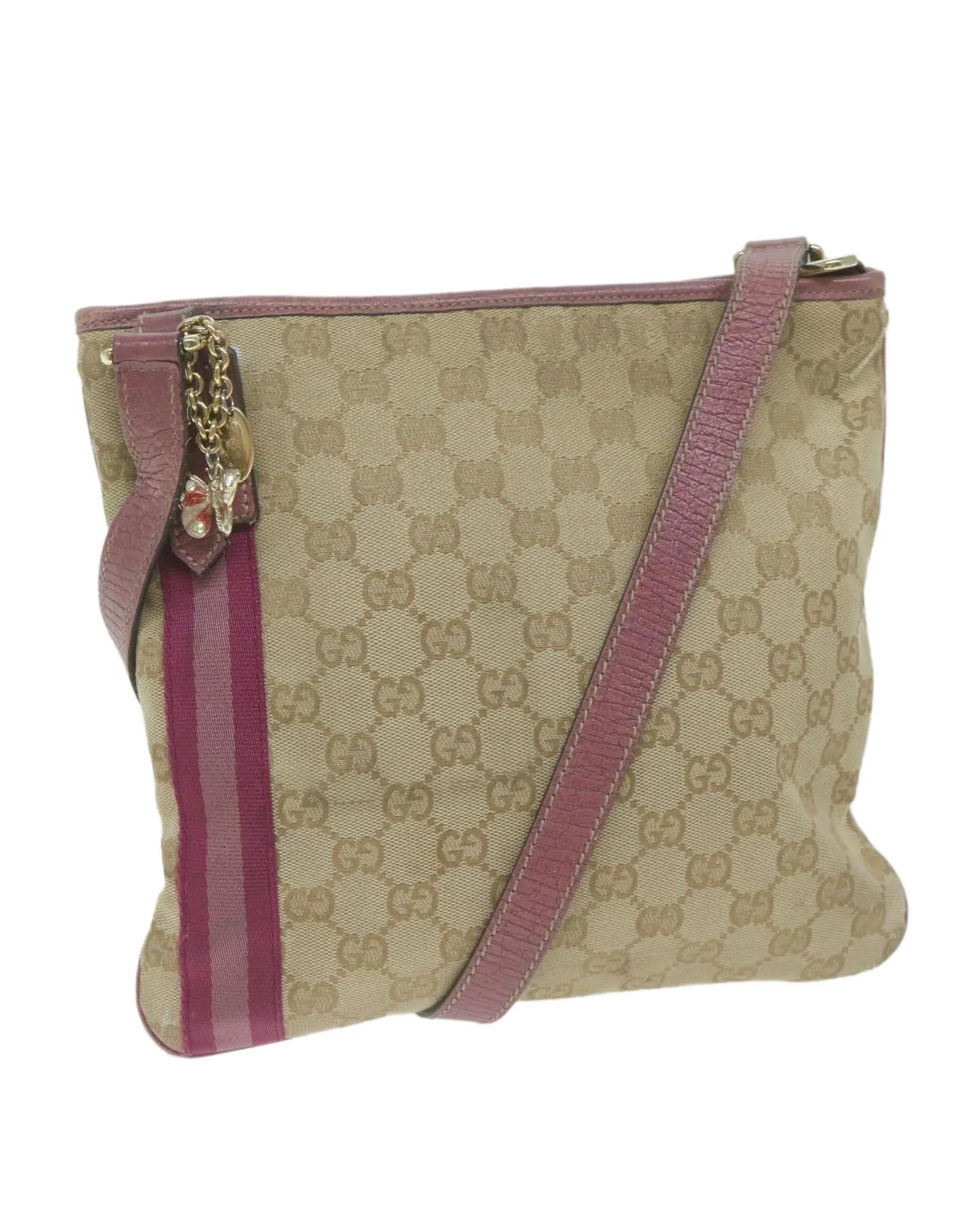 GG Canvas Sherry Line Shoulder Bag with Charm Accessory