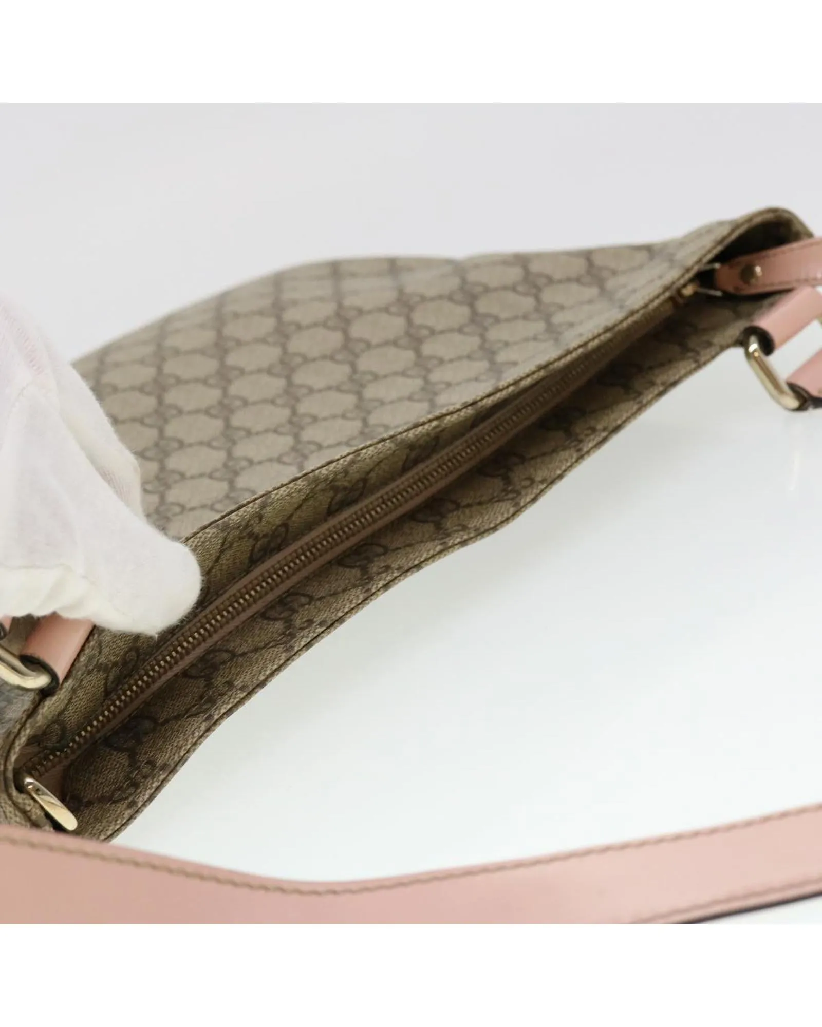 GG Canvas Shoulder Bag PVC Leather Beige