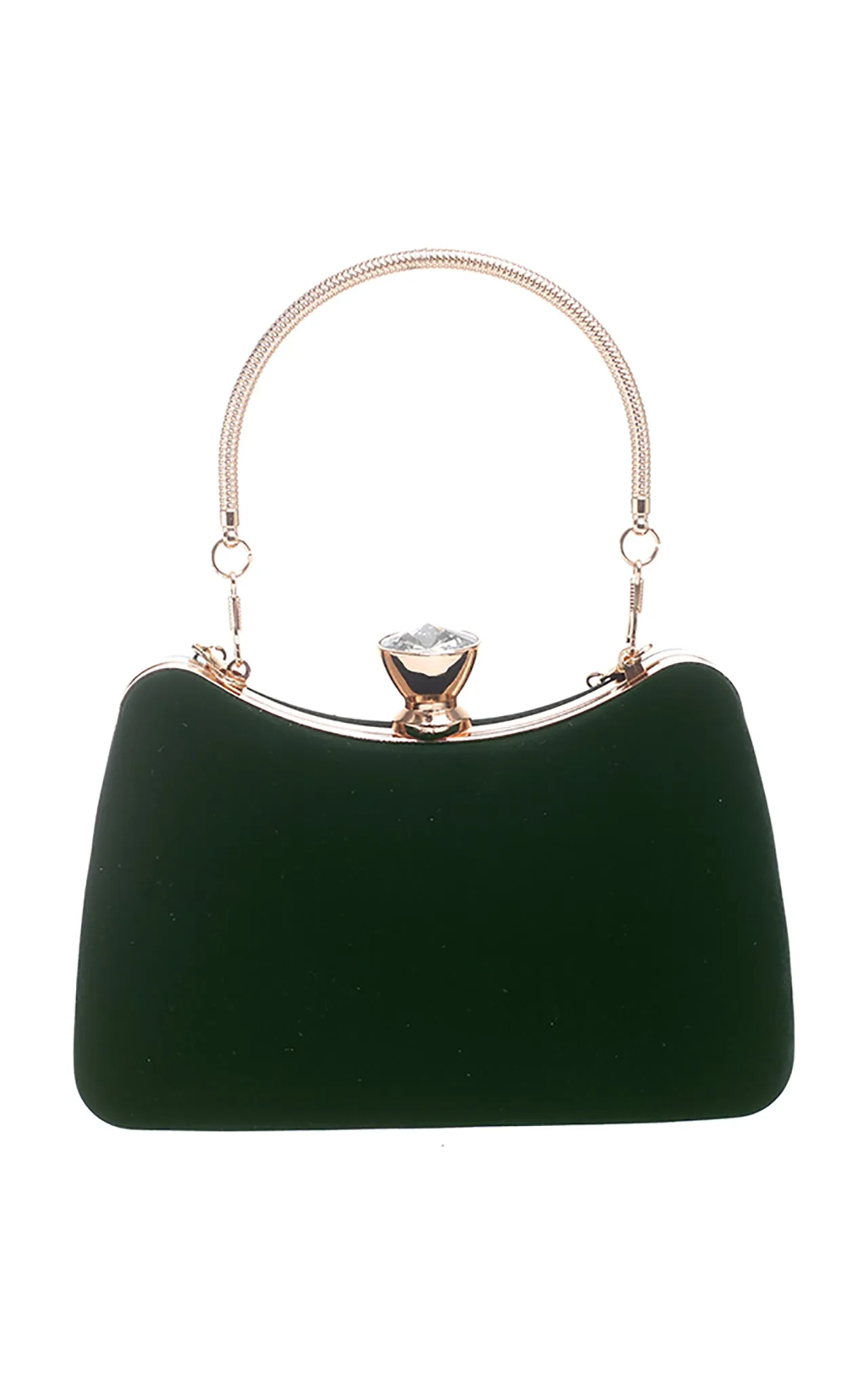 Green Vintage Velvet Top Handle Clutch Bag - Bessie London