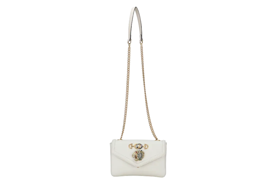 GUCCI RAJAH WHITE LEATHER(537243 486628) GOLD HARDWARE