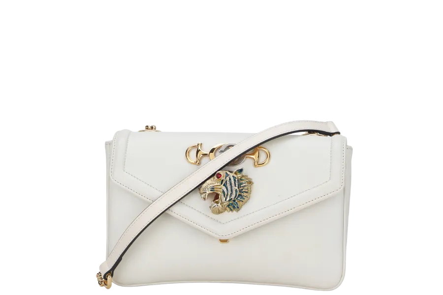 GUCCI RAJAH WHITE LEATHER(537243 486628) GOLD HARDWARE