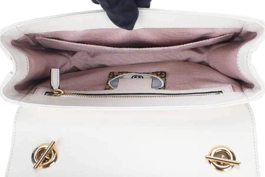 GUCCI RAJAH WHITE LEATHER(537243 486628) GOLD HARDWARE